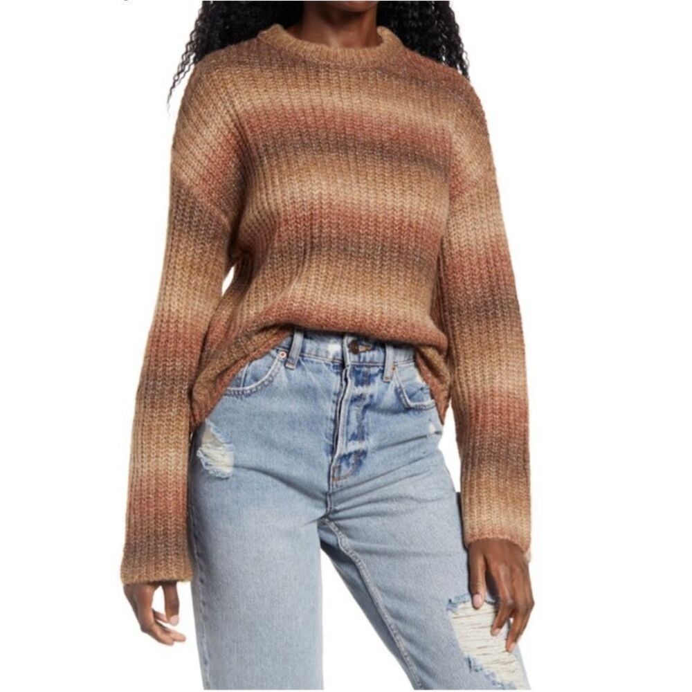 BP. Space Dye Wide Cuff Sweater Brown Raisin Space Dye Size Large